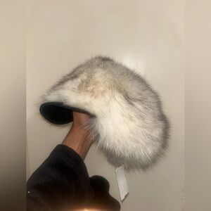 Eric Javits Gray and White Fur Hat